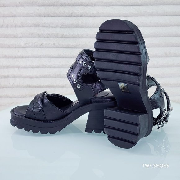 Bratty Block Heel Platform Sandals Punk Rock - Picture 7 of 9